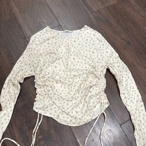 Floral Cream Ruched Women's Top